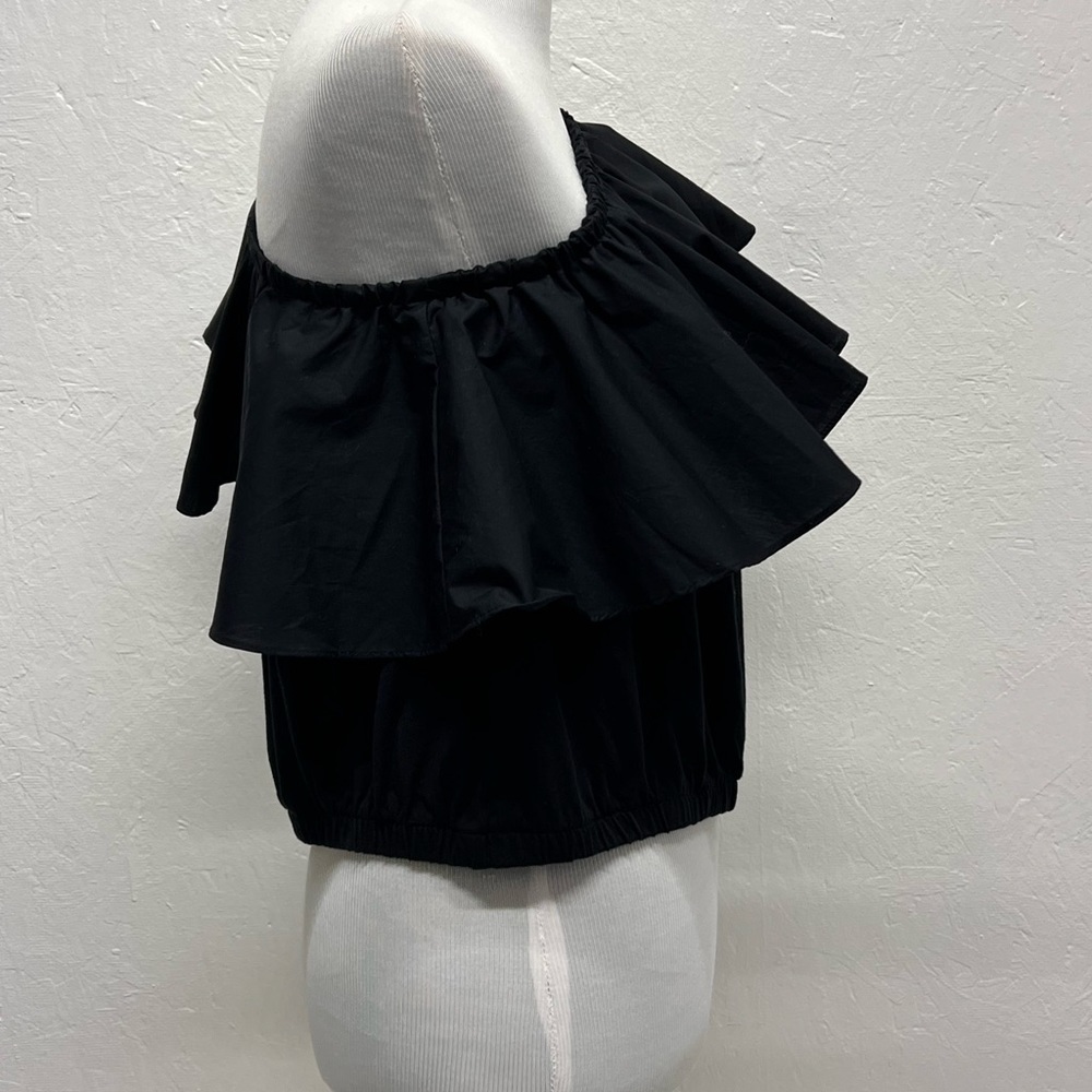 Women's - Asymmetrical One Shoulder Ruffle Top - M - Picture 3 of 7